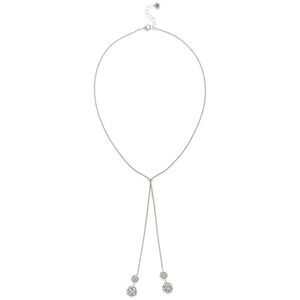 Charter Club Women Necklace Silver-Tone Pavé & Imitation Pearl Fireball Long NWT